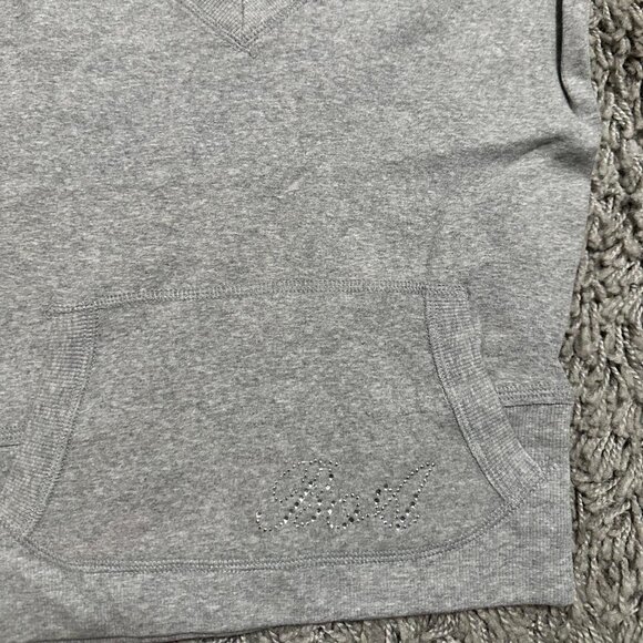 Y2K Gray Hooded Babytee Size L Boa Style - Picture 3 of 6